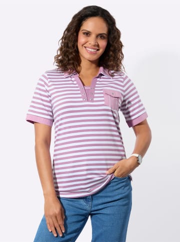 WITT WEIDEN Poloshirt in orchidee-weiß-geringelt