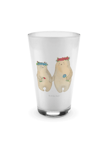 Mr. & Mrs. Panda Glas Bären mit Blumenkranz ohne Spruch in Transparent