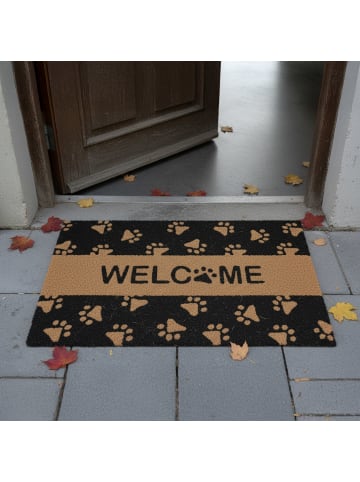 relaxdays Fußmatte "Pfote" in Natur/ Schwarz - 80 x 50 cm