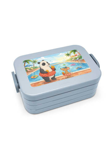 Mr. & Mrs. Panda Brotbüchse Panda Schwimmbad Pommes Design ohne ... in Blau Pastell