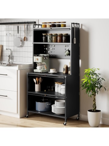 COSTWAY Küchenschrank 80 x 40 x 160 cm in Grau