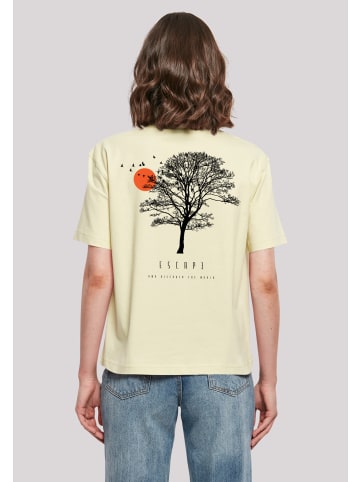 F4NT4STIC Ladies Everyday Tee Escape Discover the World Tree Birds in softyellow