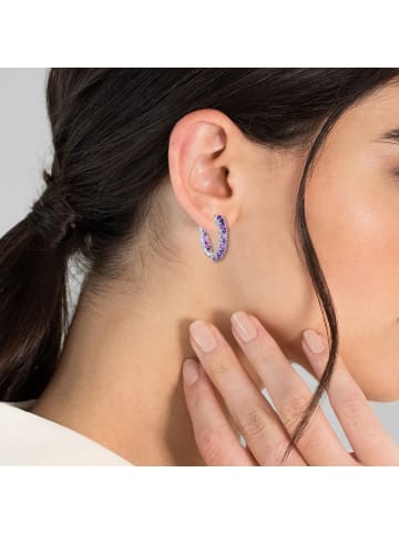 Rafaela Donata Klappcreolen aus Sterling Silber mit Amethyst in silber