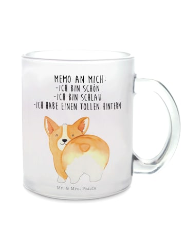 Mr. & Mrs. Panda Trinkglas Corgi Po mit Spruch in Transparent