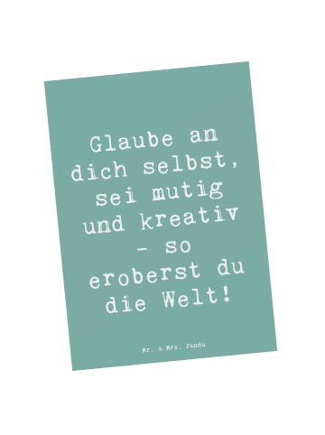 Mr. & Mrs. Panda Postkarte Spruch Die Freude an der Kreativität ... in Meeresbrise