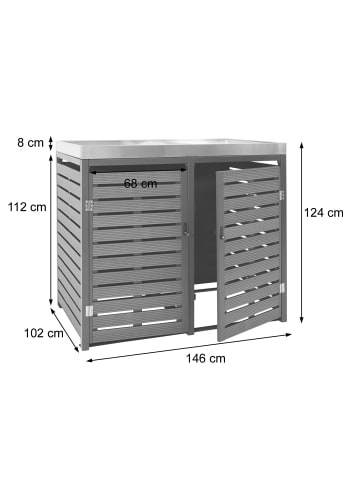 MCW 2er-/4er-Mülltonnenverkleidung K14, Walnuss-Holzoptik