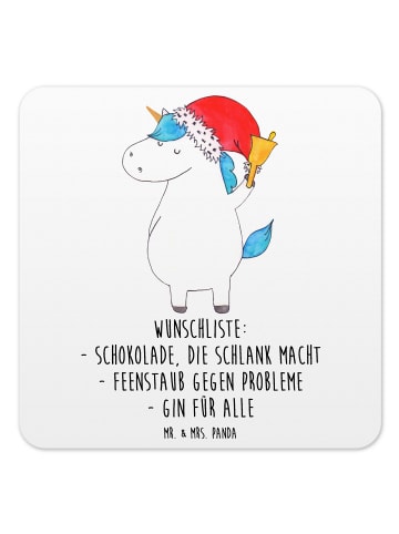 Mr. & Mrs. Panda Untersetzer für Gläser Einhorn Weihnachtsmann m... in Weiß