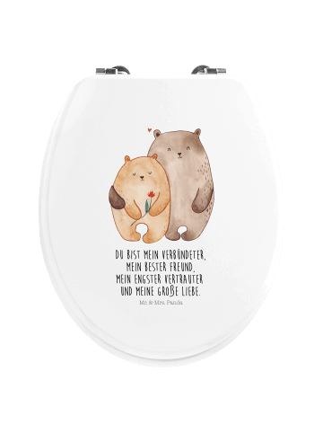 Mr. & Mrs. Panda Motiv WC Sitz Bären Liebe mit Spruch in Weiß