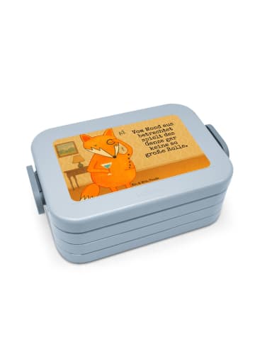 Mr. & Mrs. Panda Bentobox Fuchs Lord Design mit Spruch in Blau Pastell