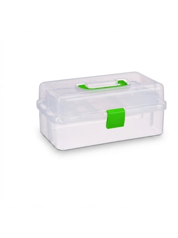 relaxdays Aufbewahrungsbox in Transparent/ Grün - (B)33 x (H)14 x (T)19,5 cm