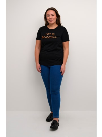 KAFFE curve T-shirt KCtiva Regular fit in Black - Copper Text Print