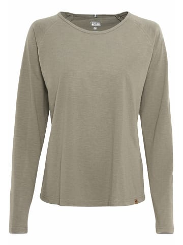 Camel Active Langarmshirt aus reiner Baumwolle in Khaki