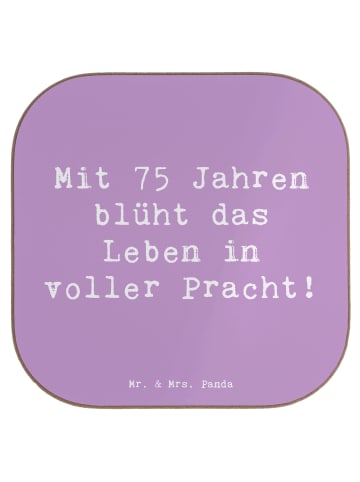 Mr. & Mrs. Panda Bierdeckel Spruch 75. Geburtstag Blüte mit Spruch in Lavendeltraum