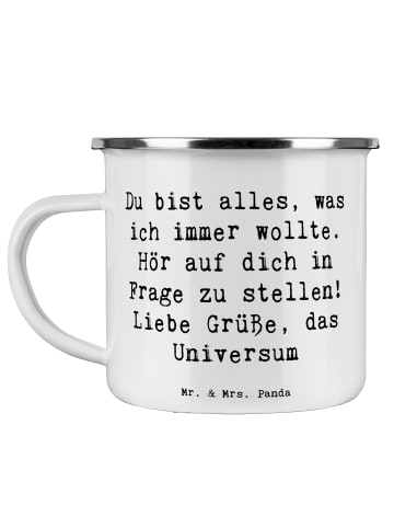 Mr. & Mrs. Panda Camping Emaille Tasse Spruch Hoffnung und Selbs... in Weiß