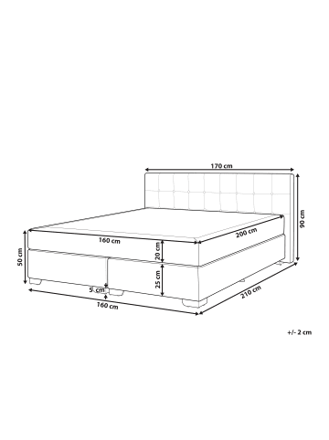 Beliani Doppelbett ADMIRAL in Schwarz/Silber - (W) 170 x (H) 90 x (L) 210 cm