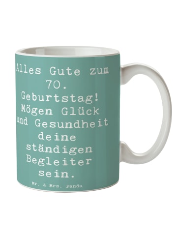 Mr. & Mrs. Panda Trinkbecher Spruch 70. Geburtstag Glück und Ges... in Meeresbrise