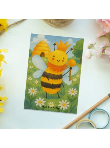 Mr. & Mrs. Panda Postkarte Biene König Design ohne Spruch in Weiß