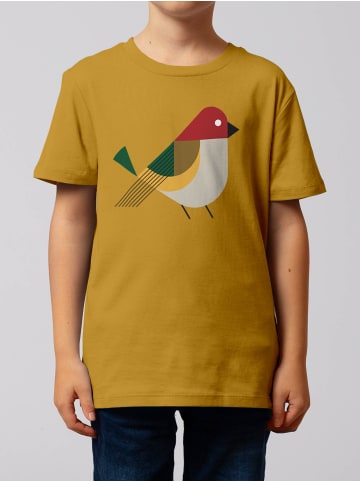wat? Apparel T-Shirt Vogel in Ocker