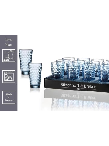 Ritzenhoff & Breker 6er Set Longdrinkgläser Favo 400 ml in Blau