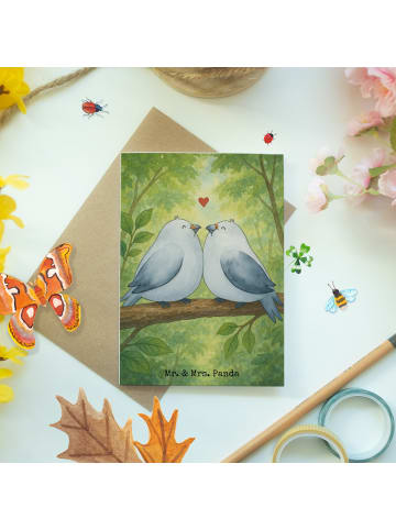 Mr. & Mrs. Panda Klappkarte Turteltauben Liebe Design ohne Spruch in Weiß