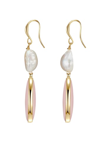 Lulu & Jane Ohrhänger aus Messing mit Naturstein und Süßwasser-Zuchtperle in gelbgold