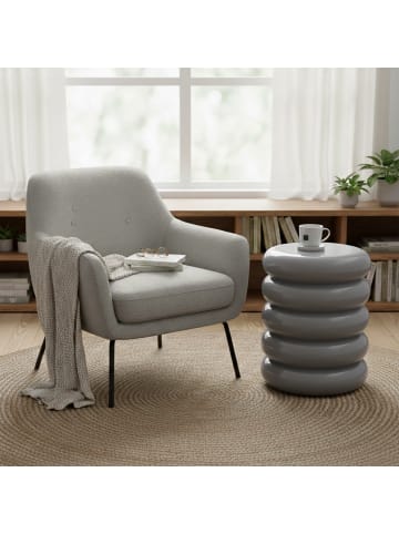 relaxdays Beistelltisch "Bubble" in Hellgrau - (H)45 x (Ø)31 cm