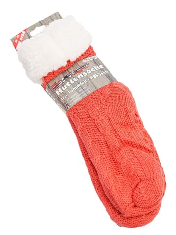 Yenita® Hüttensocke „CABLE“ mit ABS Sohle in wildrose