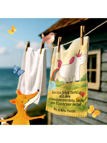 Mr. & Mrs. Panda Handtuch Einhorn Pupsen Design mit Spruch in Weiß