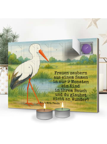 Mr. & Mrs. Panda Adventskalender Storch Design mit Spruch in Weiß