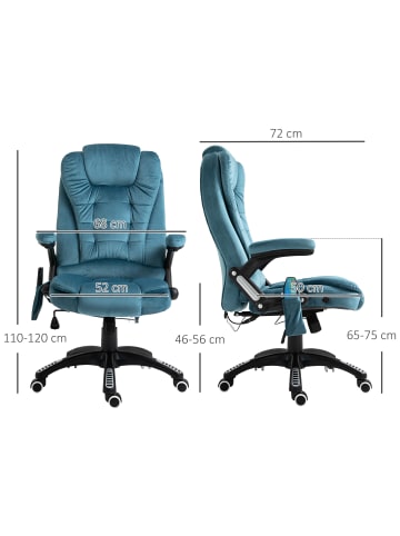 Vinsetto Massagestuhl-67B x 74T x 107-116H cm-Blau