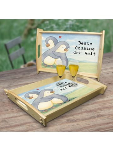 Mr. & Mrs. Panda Servier Tablett Pinguin Beste Cousine der Welt ... in Weiß