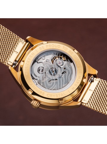 Holzkern Unisex-Armbanduhr Automatik Inverno Marmor/Goldfarben