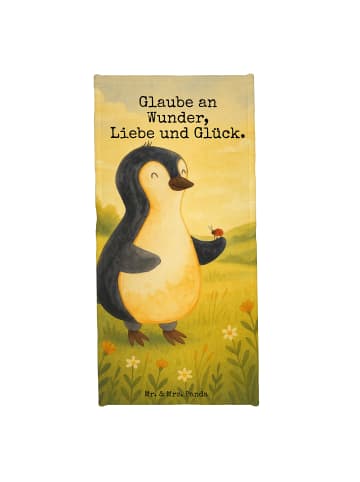 Mr. & Mrs. Panda Badehandtuch Pinguin Marienkäfer Design mit Spruch in Eisblau