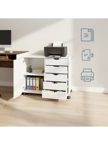 relaxdays Rollcontainer in Weiß - (B)78 x (H)65 x (T)40 cm