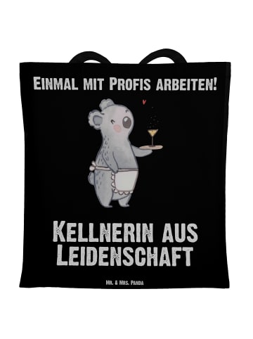 Mr. & Mrs. Panda Tragetasche Kellnerin Leidenschaft mit Spruch in Schwarz