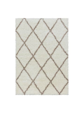 KADIMA DESIGN Teppich Hochflor Shaggy Waschbar Geometrisch DOLOMIT Strapazierfähig in Creme