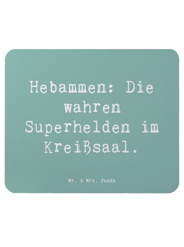 Mr. & Mrs. Panda Mousepad Spruch Hebamme Superhelden mit Spruch in Meeresbrise