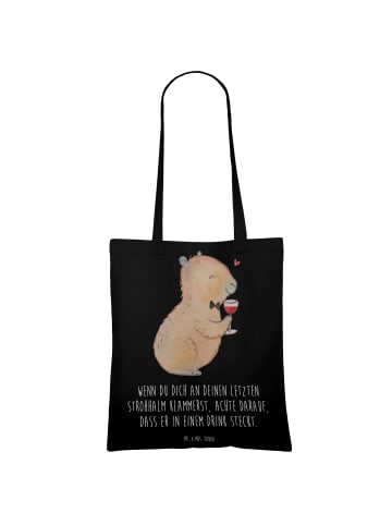 Mr. & Mrs. Panda Jutebeutel Capybara Wein mit Spruch in Schwarz