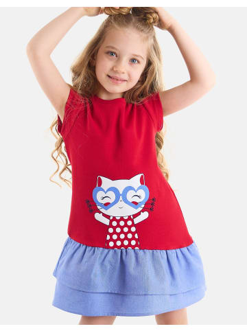 Denokids Kleid Cat & Heart in Red