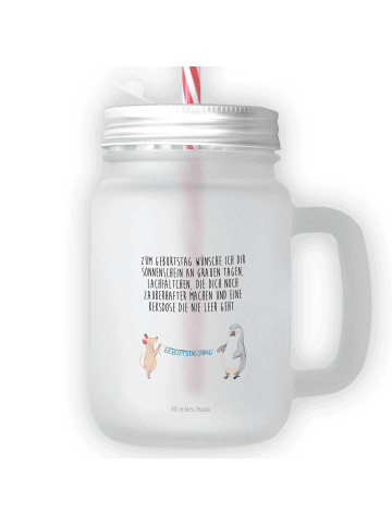 Mr. & Mrs. Panda Trinkglas Mason Jar Maus Pinguin Geburtstag mit... in Transparent