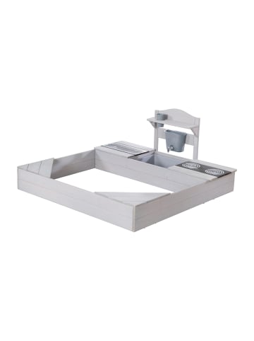 roba Sandkasten aus Holz - inkl. Matschküche & Abdeckplane - Wetterfest - Grau