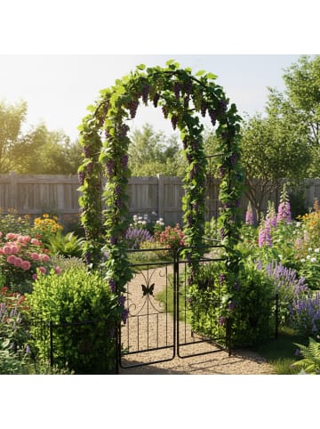 relaxdays Rosenbogen "Portal" in Schwarz - (B)202 x (H)220 x (T)50 cm