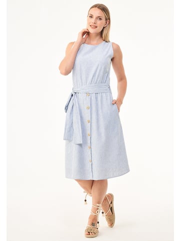 Organication Midikleid "WOR13401" in Blau/Weiß gestreift