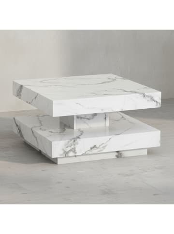 KADIMA DESIGN Couchtisch 60x60x34 cm Sofatisch in Marmor-Optik Modern, Design in Weiß