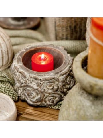 AltoBelli Teelichthalter FIORI Zement Antik Grau Patina 11x7 cm