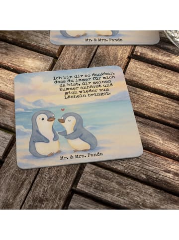 Mr. & Mrs. Panda Tassenuntersetzer Pinguine trösten Design mit S... in Weiß
