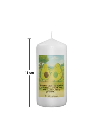 Mr. & Mrs. Panda Wachskerze Avocado Pärchen Design mit Spruch in Weiß