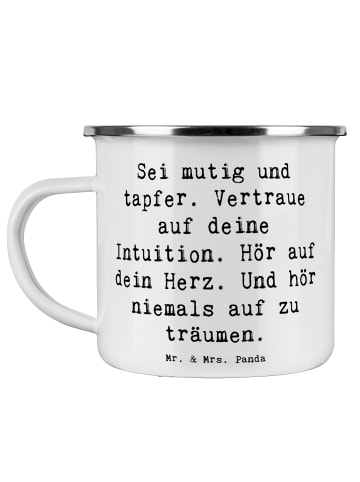 Mr. & Mrs. Panda Emaillebecher Spruch Mutig zu sich selbst stehe... in Weiß