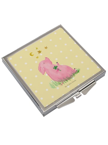 Mr. & Mrs. Panda Handspiegel Schwein Glück ohne Spruch in Gelb Pastell