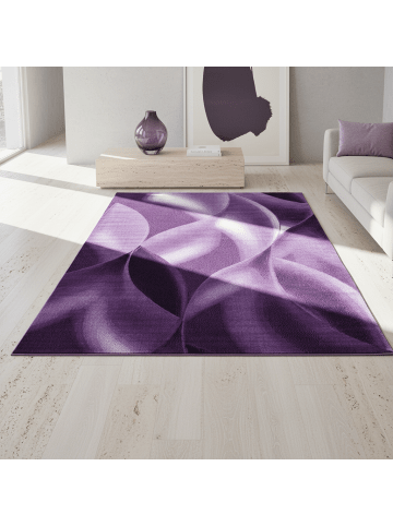 KADIMA DESIGN Teppich Kurzflor Abstrakte Wellen Polypropylen Wohnzimmer in Violett
